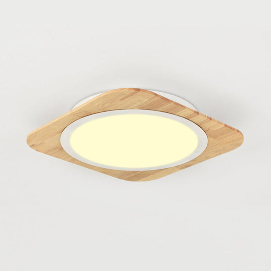 Wooden Nordic Style Child Bedroom Ceiling Lamp In Beige