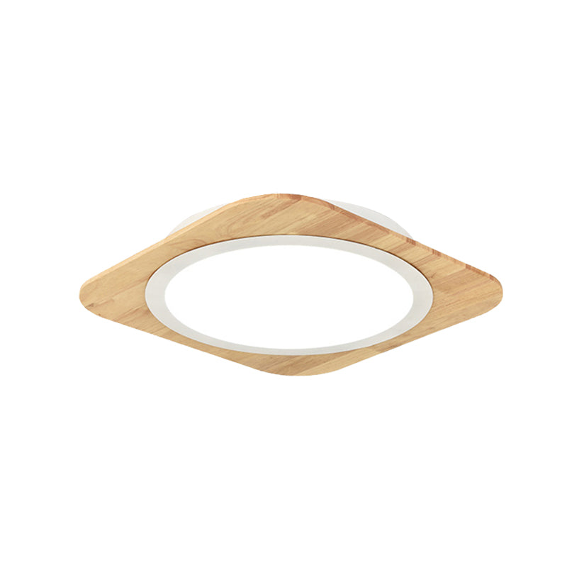 Wooden Nordic Style Child Bedroom Ceiling Lamp In Beige