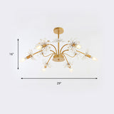 Gold Candle Chandelier With Crystal Dandelion - Elegant Ceiling Pendant Light For Hotels