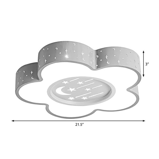 Children’s Hollow Flower Led Ceiling Mount Light With Moon And Star Cartoon Design