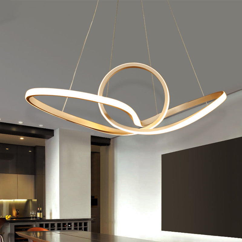 Modern Led Pendant Light - Minimalist Cycle Chandelier For Restaurant Warm/White Black/White