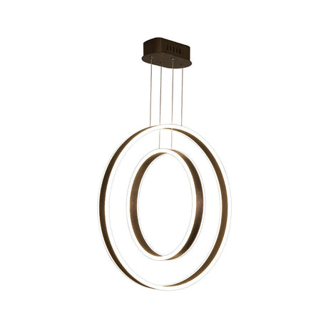 Metal Pendant Light With Dual Circle Pendulum Design In Brown Warm/White/Natural - Perfect For
