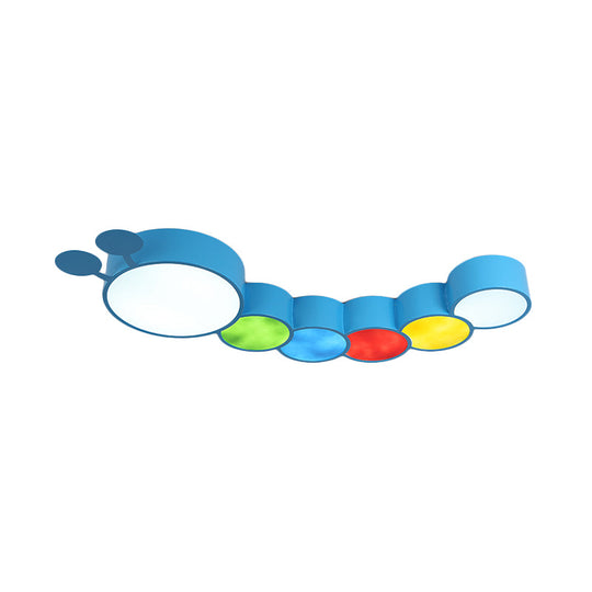 Cartoon Caterpillar Led Ceiling Lamp In Yellow/Blue