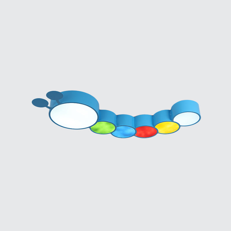Cartoon Caterpillar Led Ceiling Lamp In Yellow/Blue