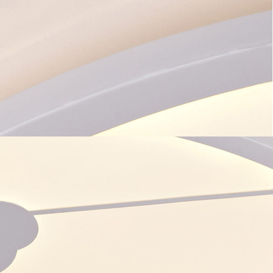 Circle Kindergarten Led Ceiling Light With Moon & Cloud Design - Flush Mount Acrylic Cartoon Fixture