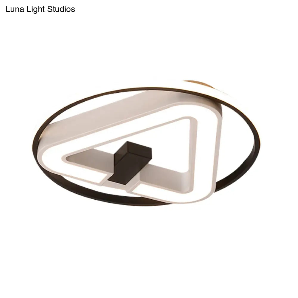 19’/22’ Triangle Bedroom Ceiling Lamp Acrylic Led Flush Mount Light Fixture In Black/White