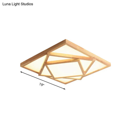 19’/25’/31.5’ Wide Minimalist Wood Beige Led Ceiling Light In White/Warm/Natural - Flush Mount Lamp