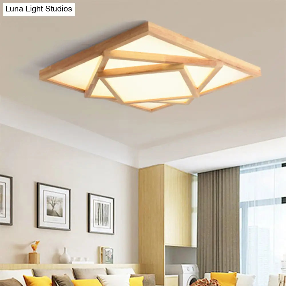 19/25/31.5 Wide Minimalist Wood Beige Led Ceiling Light In White/Warm/Natural - Flush Mount Lamp