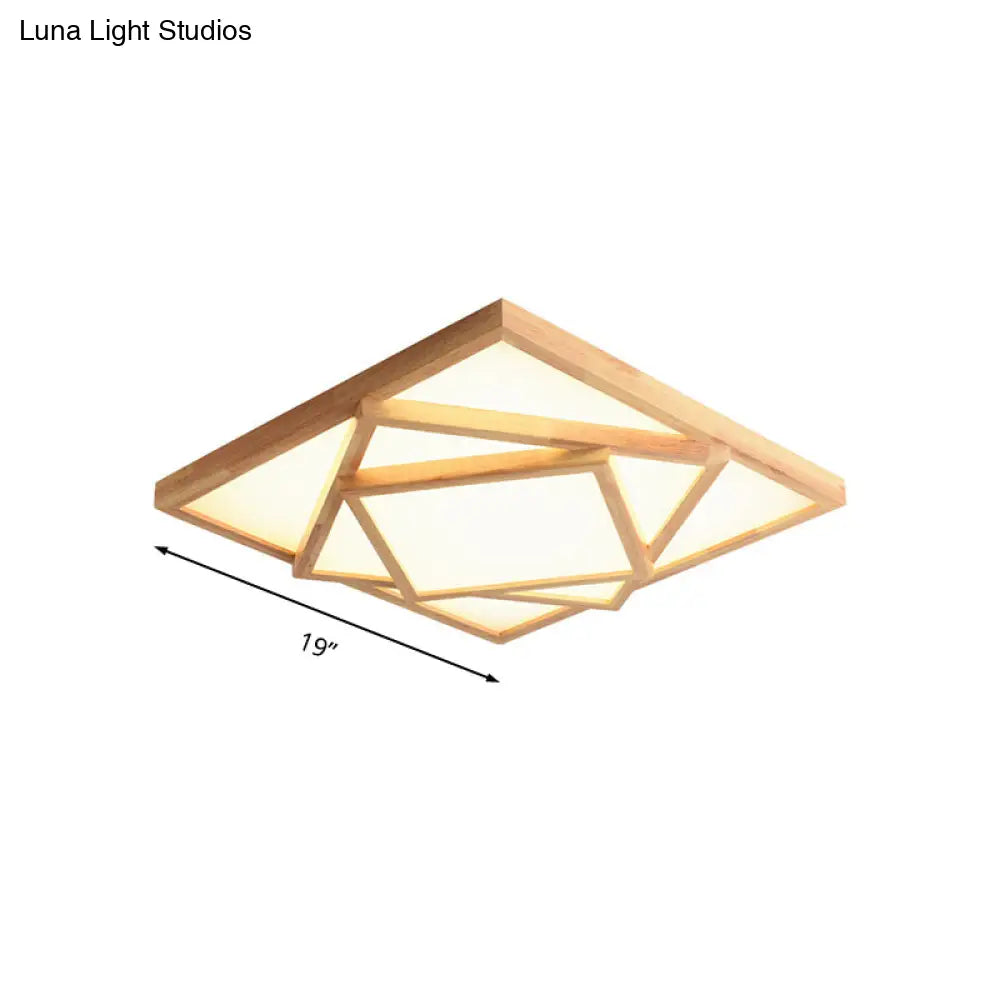19/25/31.5 Wide Minimalist Wood Beige Led Ceiling Light In White/Warm/Natural - Flush Mount Lamp