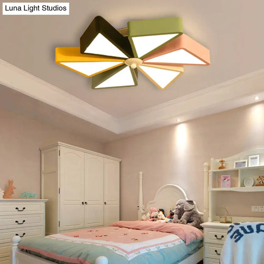 19.5/23.5 Modern Acrylic Led Flushmount Light - Windmill Design Blue & Pink Ceiling Lighting Remote
