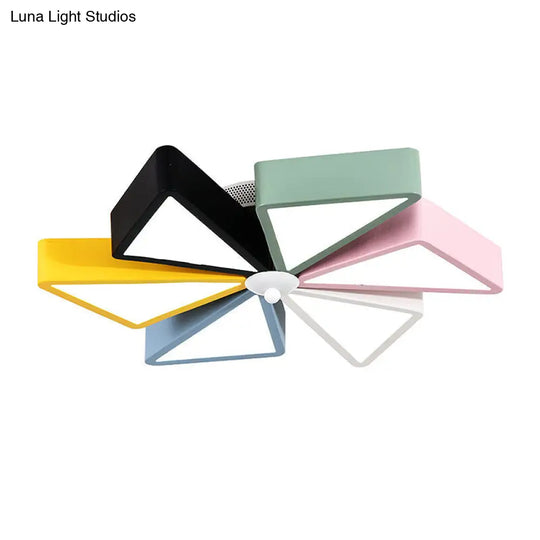 19.5/23.5 Modern Acrylic Led Flushmount Light - Windmill Design Blue & Pink Ceiling Lighting Remote