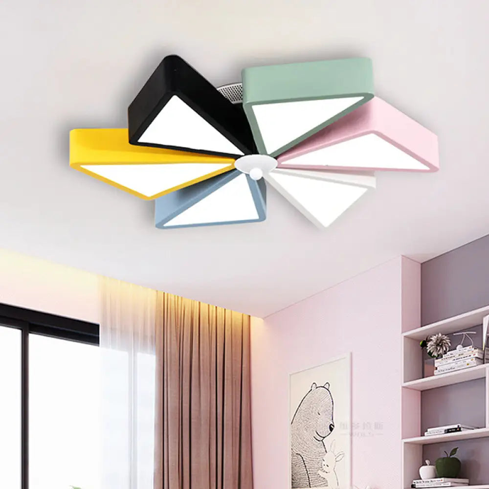 19.5’/23.5’ Modern Acrylic Led Flushmount Light - Windmill Design Blue & Pink Ceiling Lighting