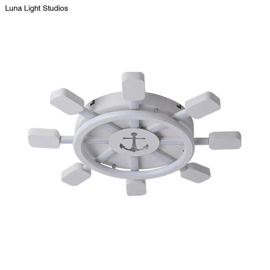19.5’/23.5’ Wide Rudder Led Flushmount Light - Kids Acrylic Blue/White Ceiling Fixture Warm/White