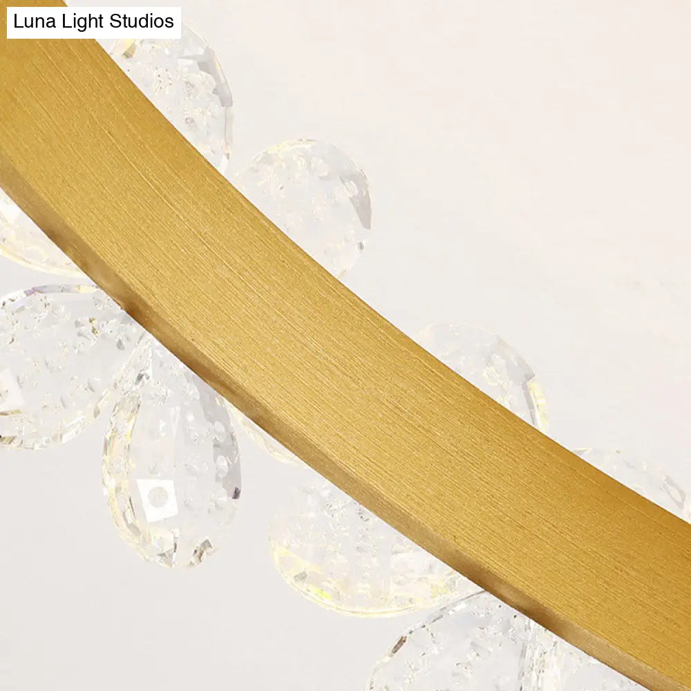 19.5’/29’ Petal Crystal Led Ceiling Mounted Fixture - Gold Flush Mount Lighting In Warm/White/3