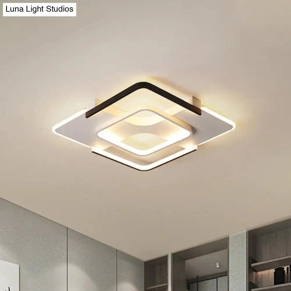 Minimalist Led Ceiling Flush Mount Light With Acrylic Shade In Black & White Warm/White/3 Color