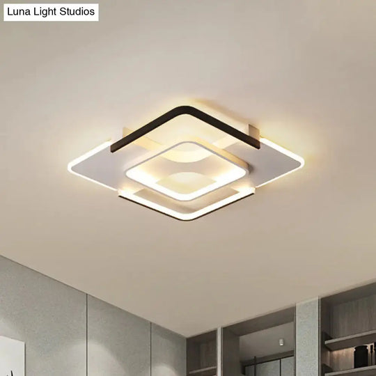 Minimalist Led Ceiling Flush Mount Light With Acrylic Shade In Black & White Warm/White/3 Color
