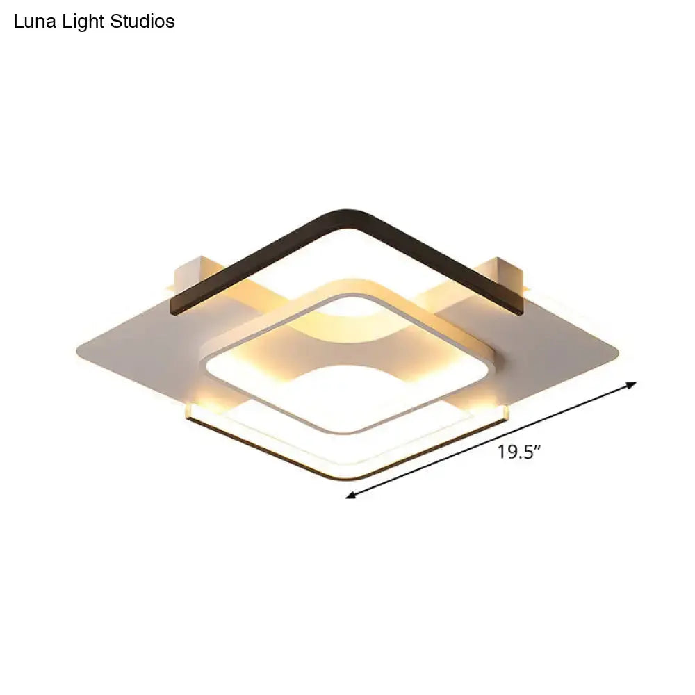 Minimalist Led Ceiling Flush Mount Light With Acrylic Shade In Black & White Warm/White/3 Color