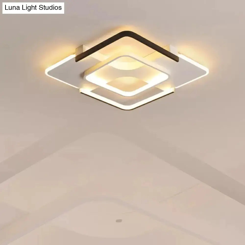 Minimalist Led Ceiling Flush Mount Light With Acrylic Shade In Black & White Warm/White/3 Color