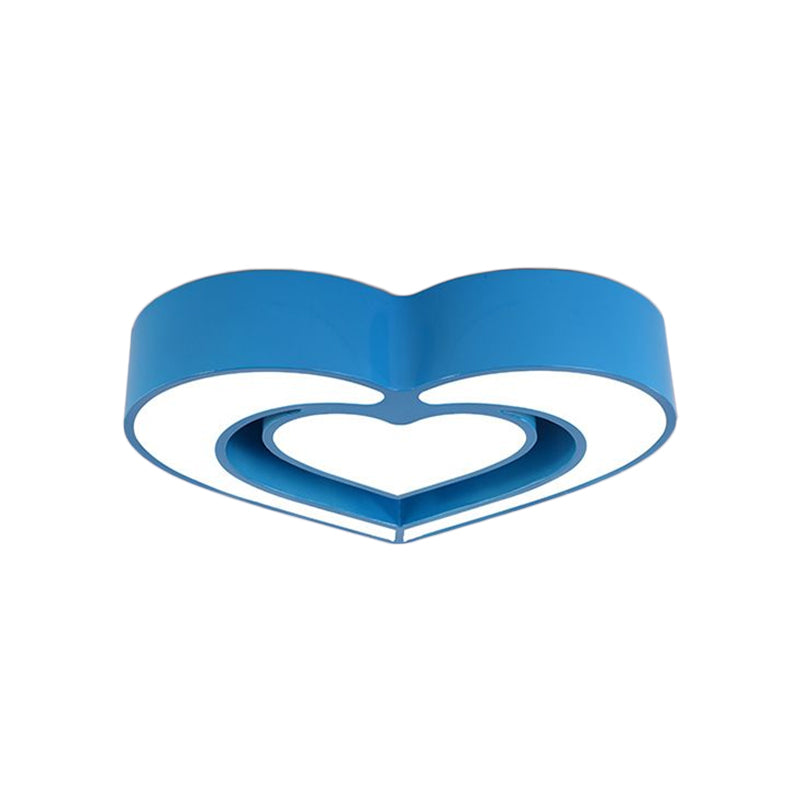 Kids’ Acrylic Dual Loving Heart Led Flush Ceiling Light - Red/Yellow/Blue Mount Lamp For Bedroom