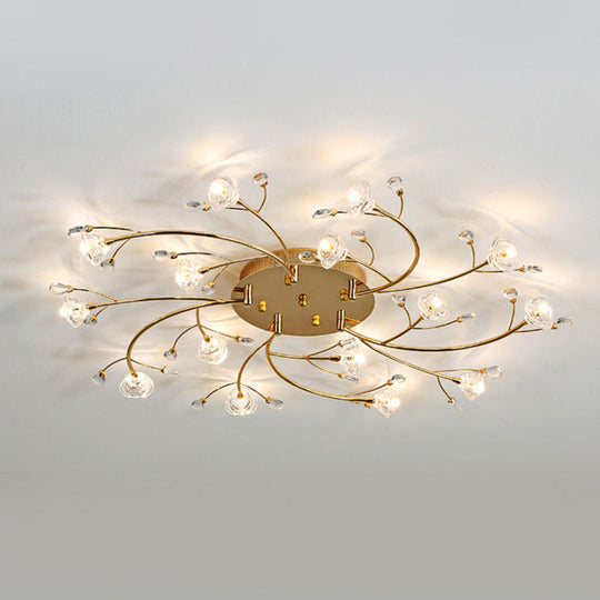 Gold Crystal Spiral Branch Flush Ceiling Lamp - Minimalist 15 - Head Mounted Light’