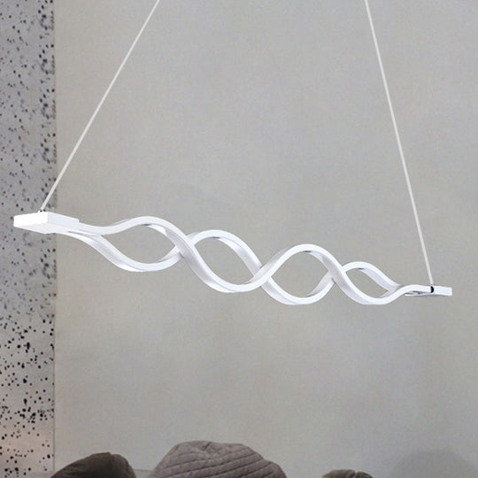 Minimal 2/4-Light Acrylic Led Island Light Fixture - White Waves Design In Warm/White