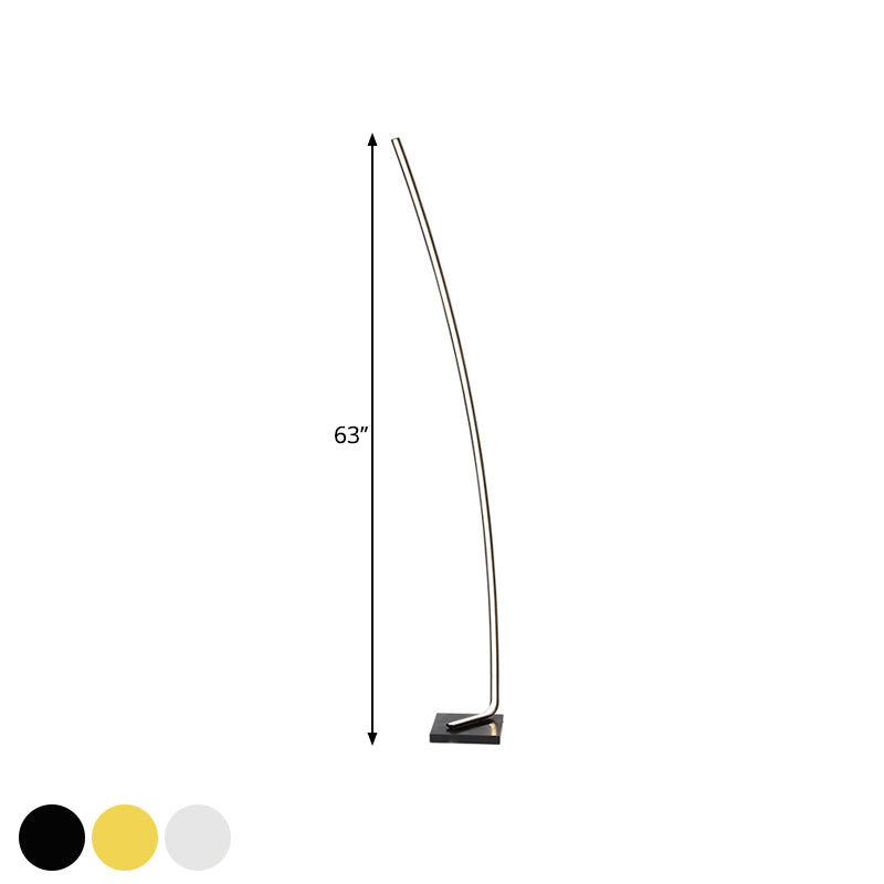 Minimalist Metal Curved Linear Led Floor Light With Foot Switch - Black/White/Gold Stand Up Lamp