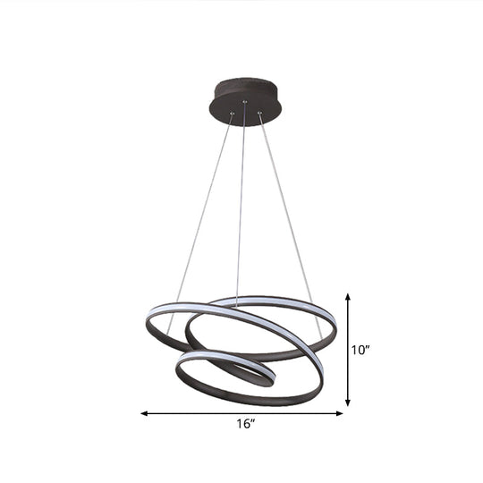 Led Pendant Chandelier: Sleek Acrylic Kitchen Ceiling Lamp In Black With Adjustable Light Color