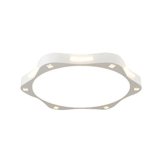 Contemporary Sun-Inspired Led Ceiling Lamp For Child Bedroom In Bright White Acrylic