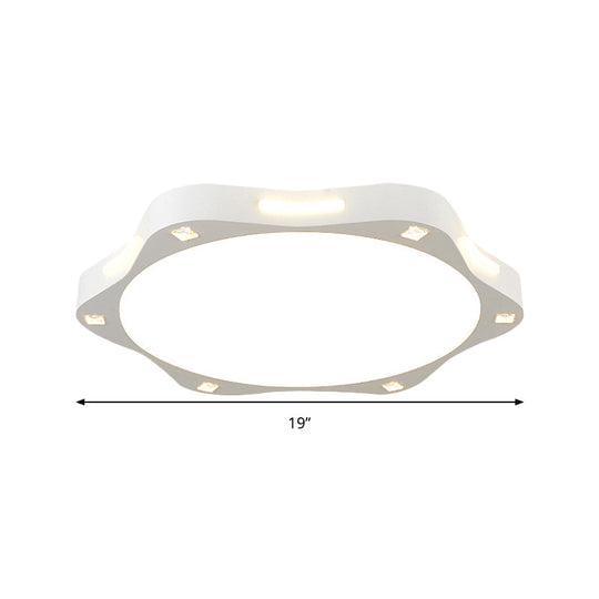 Contemporary Sun - Inspired Led Ceiling Lamp For Child Bedroom In Bright White Acrylic
