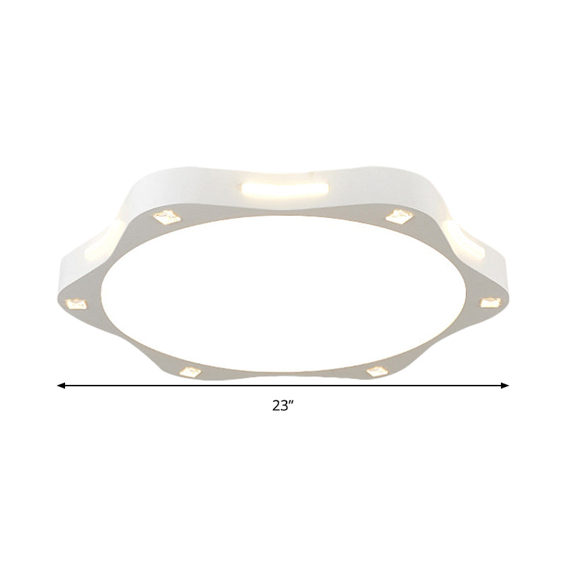 Contemporary Sun-Inspired Led Ceiling Lamp For Child Bedroom In Bright White Acrylic