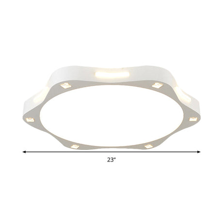 Contemporary Sun-Inspired Led Ceiling Lamp For Child Bedroom In Bright White Acrylic