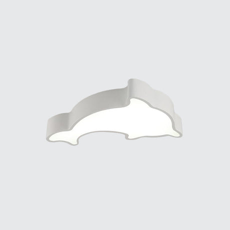 Dolphin Led Ceiling Light For Childrens Bedroom - White/Red/Yellow Acrylic Flush Mount Fixture