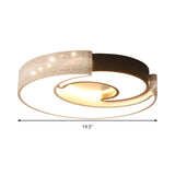 Contemporary 2-Moon Led Flush Ceiling Light For Kids Bedroom - Metal Acrylic Black & White