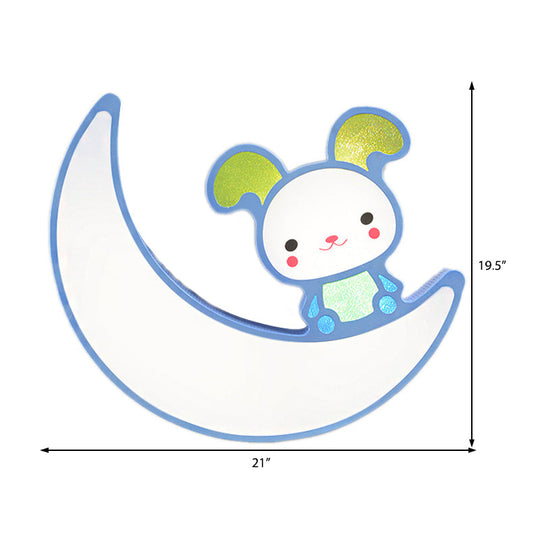 Adorable Acrylic Moon & Bunny Led Ceiling Lamp For Gamer Room