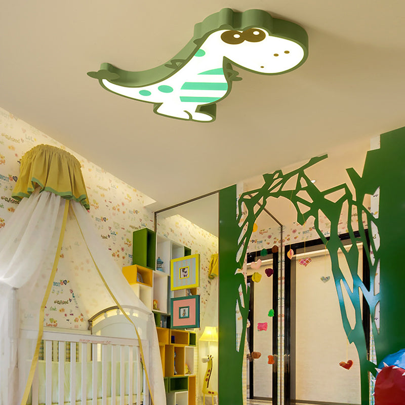 Cute Dragon Led Ceiling Light For Boys Bedroom Green / White