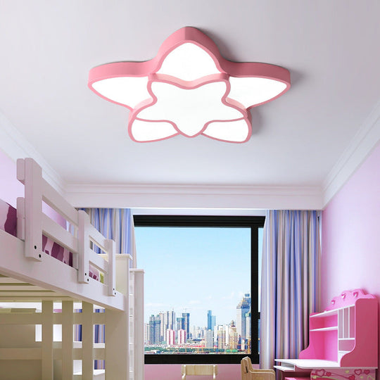 Cartoon Led Flush Mount Light: Vibrant 2-Star Acrylic Ceiling Lamp For Corridor And Kid’s Bedroom