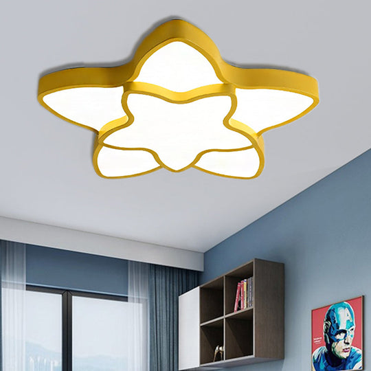 Cartoon Led Flush Mount Light: Vibrant 2-Star Acrylic Ceiling Lamp For Corridor And Kid’s Bedroom