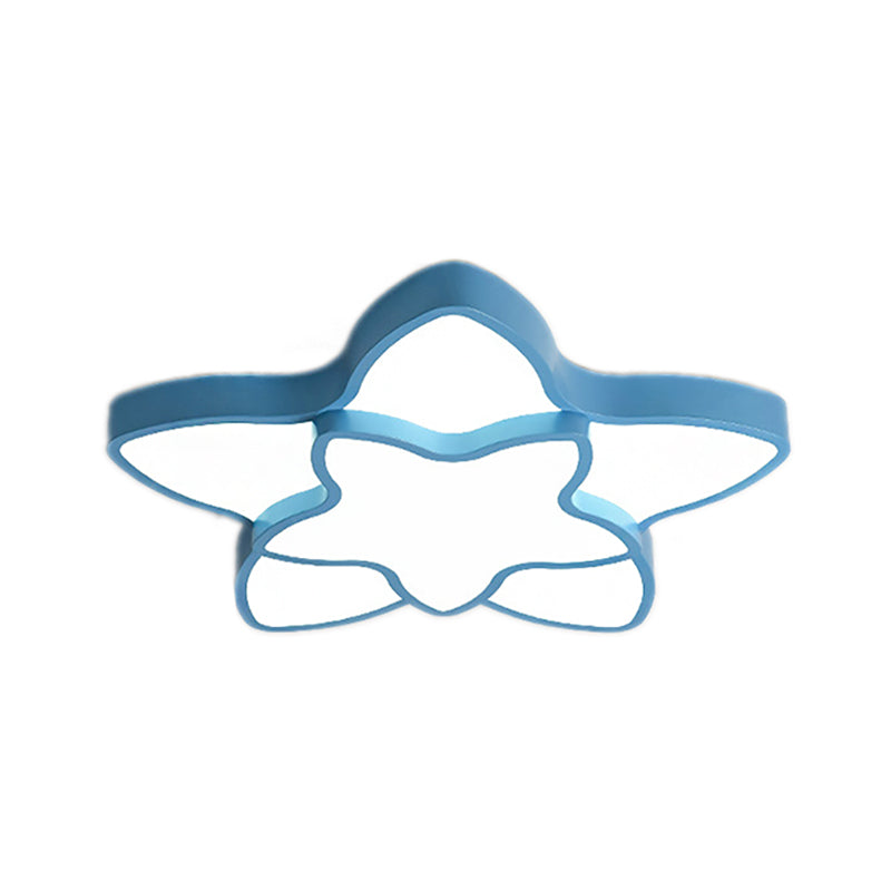 Cartoon Led Flush Mount Light: Vibrant 2-Star Acrylic Ceiling Lamp For Corridor And Kids Bedroom