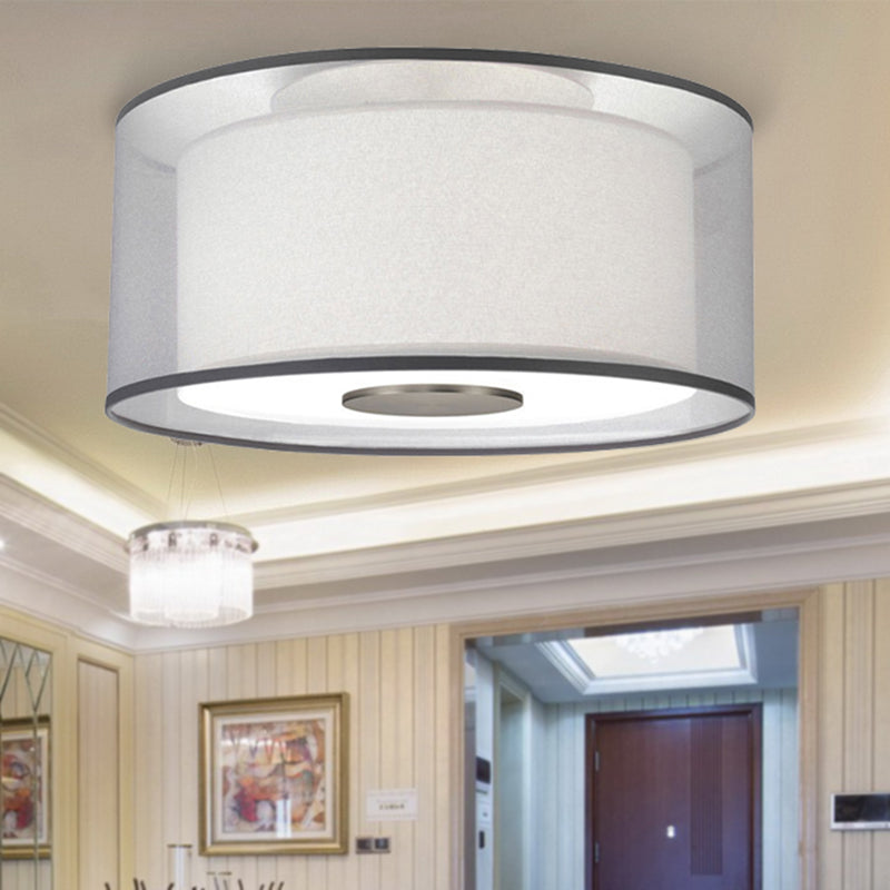 Classical White Fabric Drum Flush Mount Lamp - 4 Lights Ceiling Light Fixture 16’/19.5”/23.5’ Wide