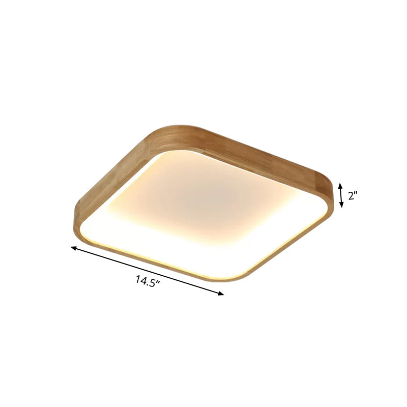 Minimalist Led Flush Ceiling Light With Wood Shade - Warm/White Options 14.5/18.5 Width