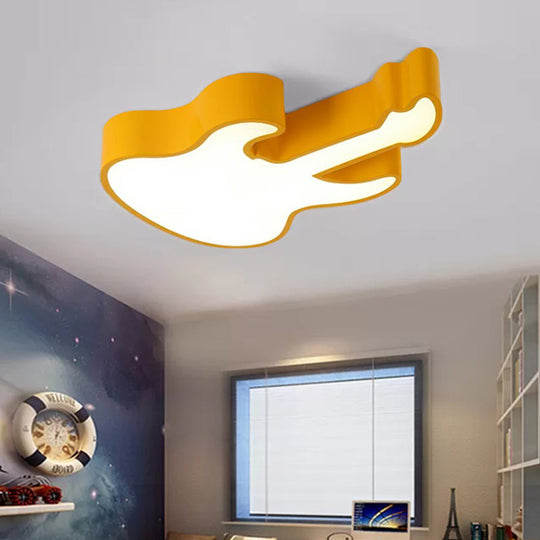 Guitar Baby Led Ceiling Light For Kids’ Bedroom - Acrylic Mount Fixture Yellow / 23.5’ White