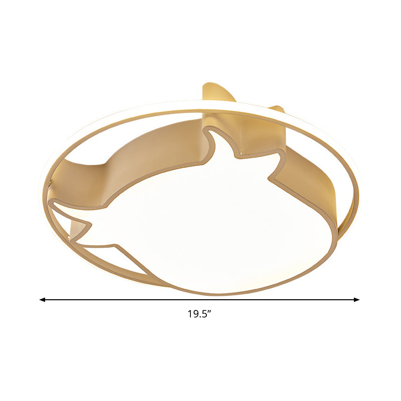 Animal - Inspired Ring Kid’s Flush Ceiling Light: Eye - Caring Ox Head Acrylic Lamp