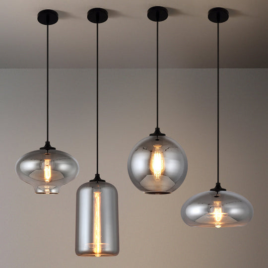 Smoke Gray Glass Mini Pendant Light - Modern Ceiling Hanging For Bar & Cafe