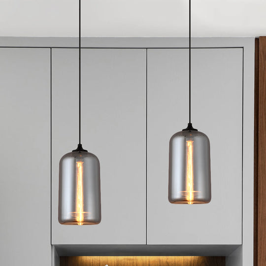 Smoke Gray Glass Mini Pendant Light - Modern Ceiling Hanging For Bar & Cafe