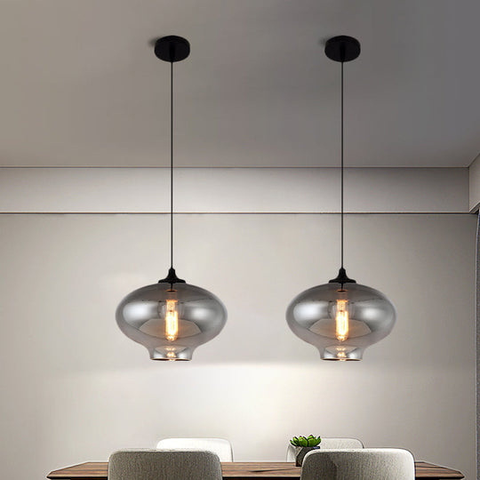 Smoke Gray Glass Mini Pendant Light - Modern Ceiling Hanging For Bar & Cafe