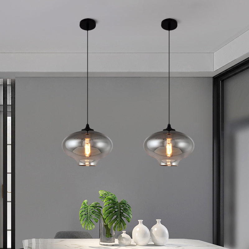 Smoke Gray Mini Pendant Light - Modern Glass Ceiling Fixture For Bars And Cafes With 1 Head