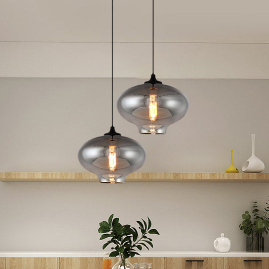 Smoke Gray Mini Pendant Light - Modern Glass Ceiling Fixture For Bars And Cafes With 1 Head