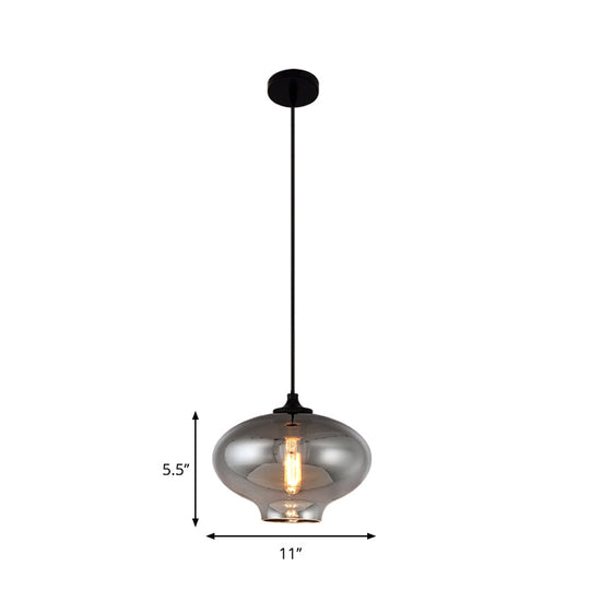 Smoke Gray Mini Pendant Light - Modern Glass Ceiling Fixture For Bars And Cafes With 1 Head