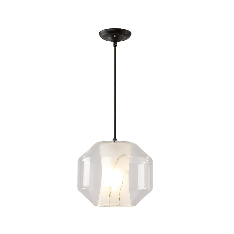 Modern Clear Glass Pendant Light-Black 1-Light 8’/10’ Wide Cylinder/Drum