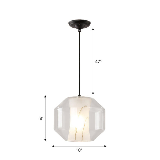 Modern Clear Glass Pendant Light-Black 1-Light 8’/10’ Wide Cylinder/Drum
